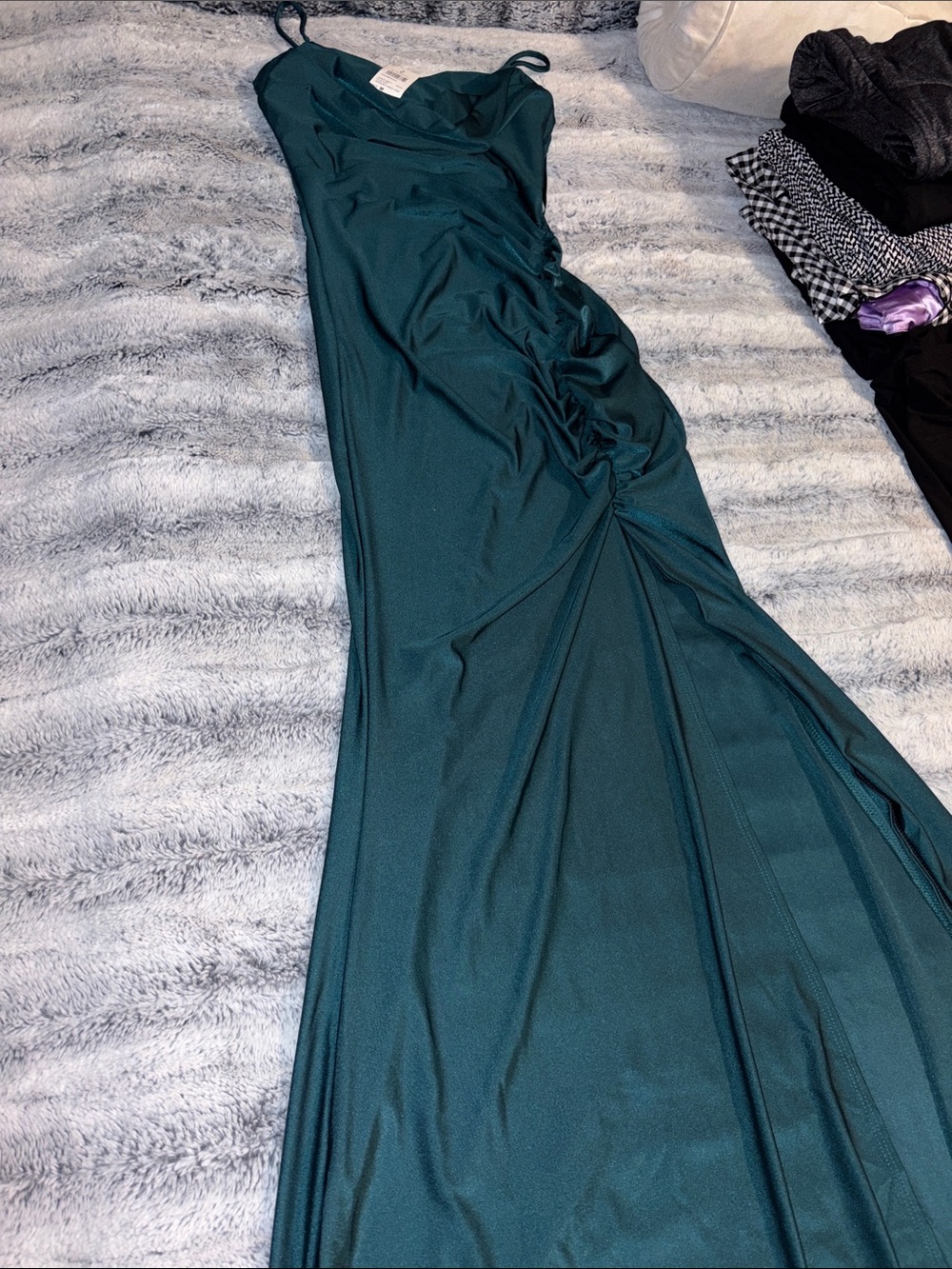 NWT Hunter Teal Maxi Slip Dress with Side Ruching